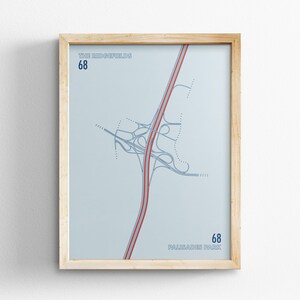 Exit 68 New Jersey Turnpike Karte, Retro Stil Wand Kunst, Leinwand Dekoration, gerahmt Reisegeschenk, Minimal Poster Druck, Landstraße Schild, Road Trip