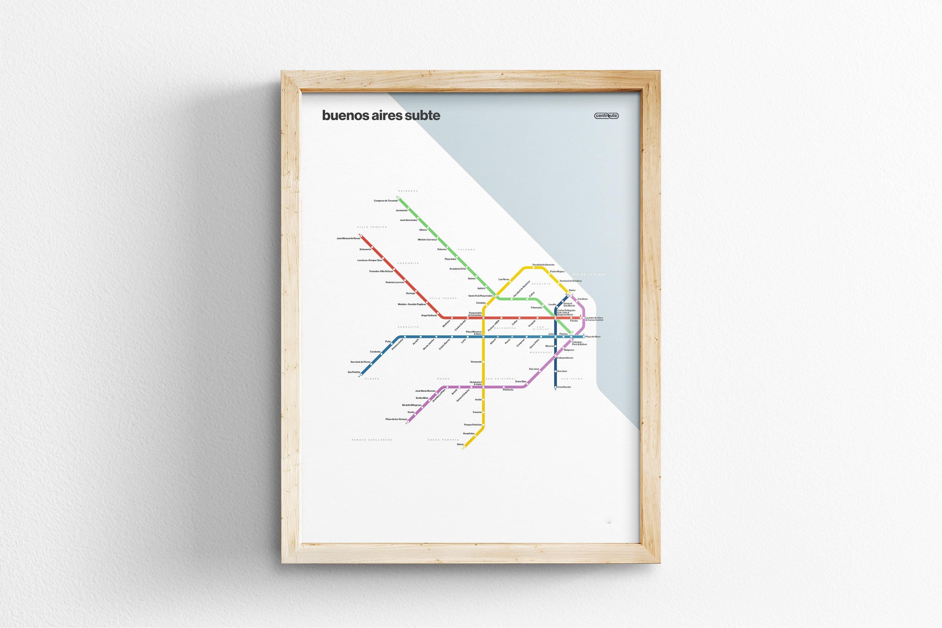 ブエノスアイレス地下鉄ライトモードマップ、ミニマルポスタープリント