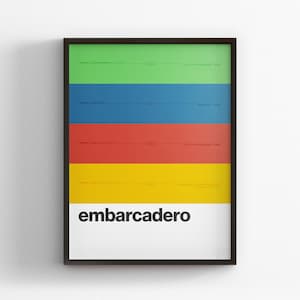 Embarcadero Station / San Francisco Oakland / San Francisco Oakland / San Francisco Oakland / San Francisco Oakland / Minimal Poster / U-Bahn Stil Wandkunst / Reise-Deko Geschenk