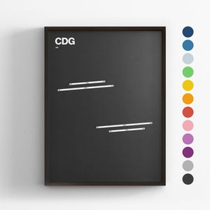 CDG Runways, Paris Charles de Gaulle Airport, Minimaler Posterdruck, Leinwanddekor, gerahmtes Reisegeschenk, Luftfahrt Wandkunst, Transport Karte Zeichen