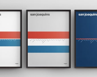 Amtrak San Joaquins / Minimal Map Poster Print / Oakland Sacramento / Subway Style Wall Art / Canvas Home Decor / Black Frame Travel Gift