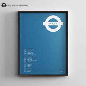 Londoner U-Bahn Victoria Line Map / Minimal Poster Druck / U-Bahn Stil Wand Kunst / Leinwand Wohnkultur Schiene Zeichen / Geschenk Reise