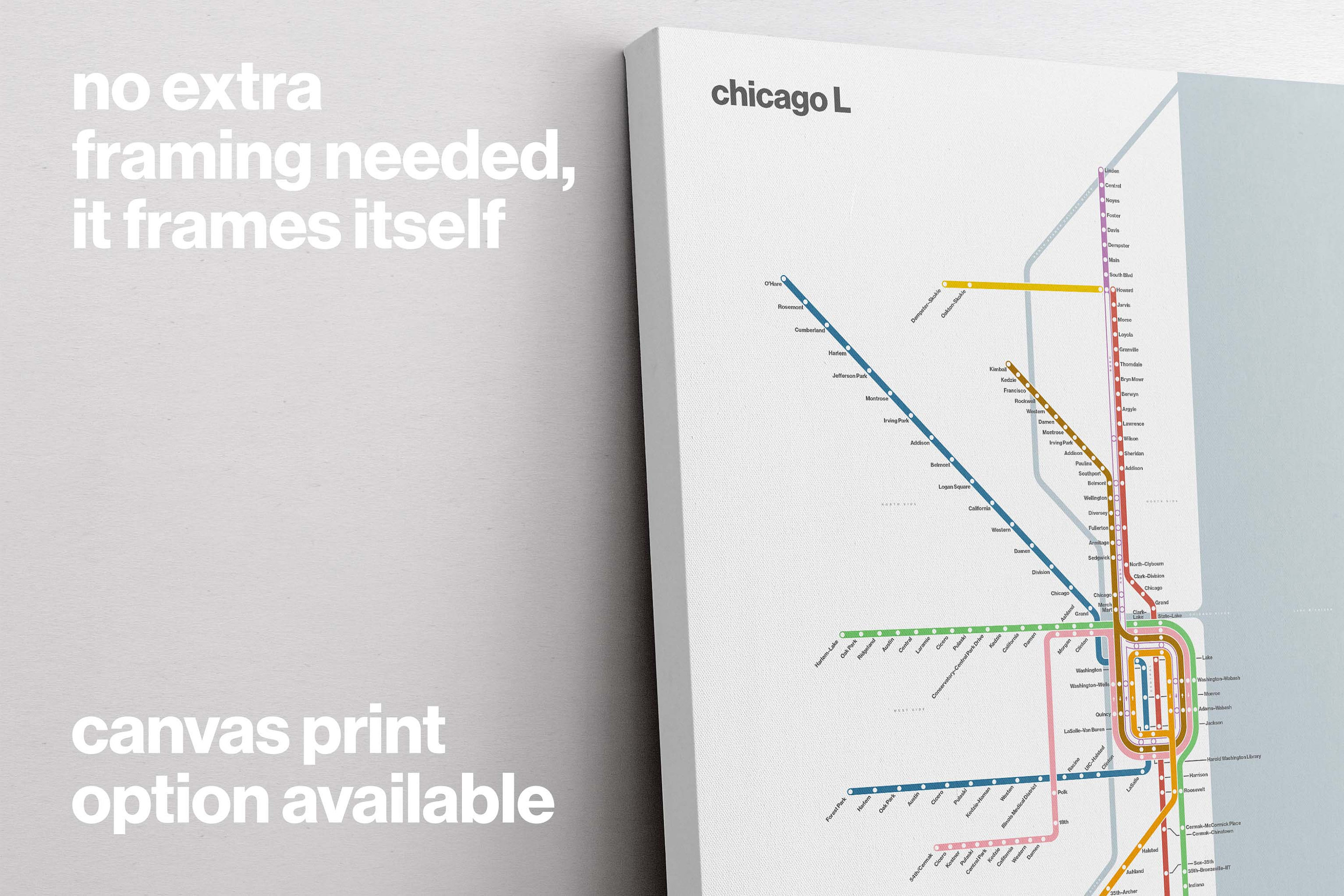 Chicago L Subway Map / CTA / Minimal Poster Print / Subway - Etsy UK