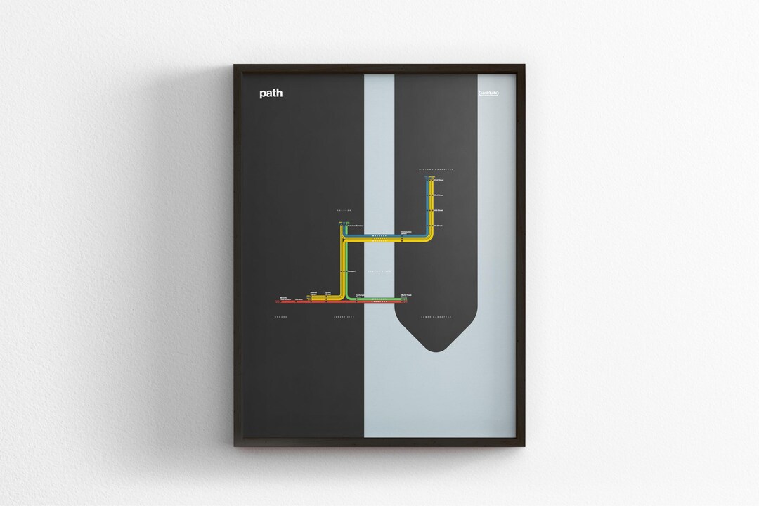 PATH Rail, Dark Mode Map, Minimal Poster Print, Canvas Home Decor ...