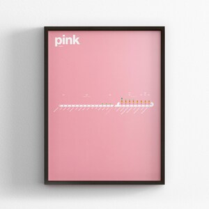 Chicago L Pink Line / CTA Zug / Minimal Karte Poster / U-Bahn Stil Wand Kunst Wohndekor Reisegeschenk / schwarzer Rahmen Schiene