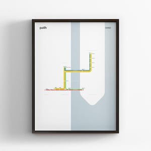 PATH Rail, Light Mode Map, Minimal Poster Print, Canvas Home Decor, Framed Travel Gift, Subway Style Wall Art, Metro Transit Train Sign