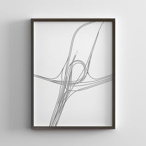 South Bay Interchangel Road Map Linie Kunst / I-90 I-93 Boston MA / Minimal Poster / Minimal Poster / Leinwand ästhetik / gerahmt Reisegeschenk