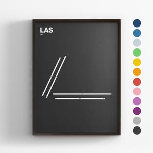 Pistes de LAS, aéroport Harry Reid de Las Vegas, impression d'affiche minimale, décoration d'intérieur en toile, cadeau de voyage encadré, art mural aviation, carte des transports en commun