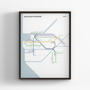 Vancouver Translink Light Mode Map, Minimal Poster Print, Canvas Home Decor, Framed Travel Gift, Subway Style Wall Art, Metro Rail Sign