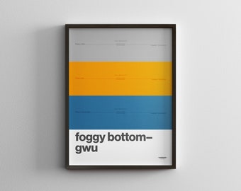 Foggy Bottom–GWU Station / Washington DC Metro / Minimal Poster Print / Subway Style Wall Art / Canvas Home Decor / Rail Sign Travel Gift