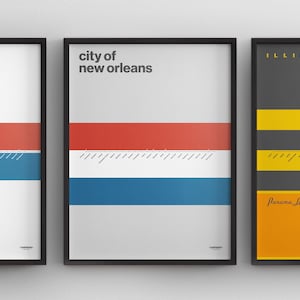 New Orleans Stadtplan von New Orleans / Minimal Poster / Chicago Heritage Rail / Subway Wand Kunst / Leinwand Dekor / Retro Reise Geschenk