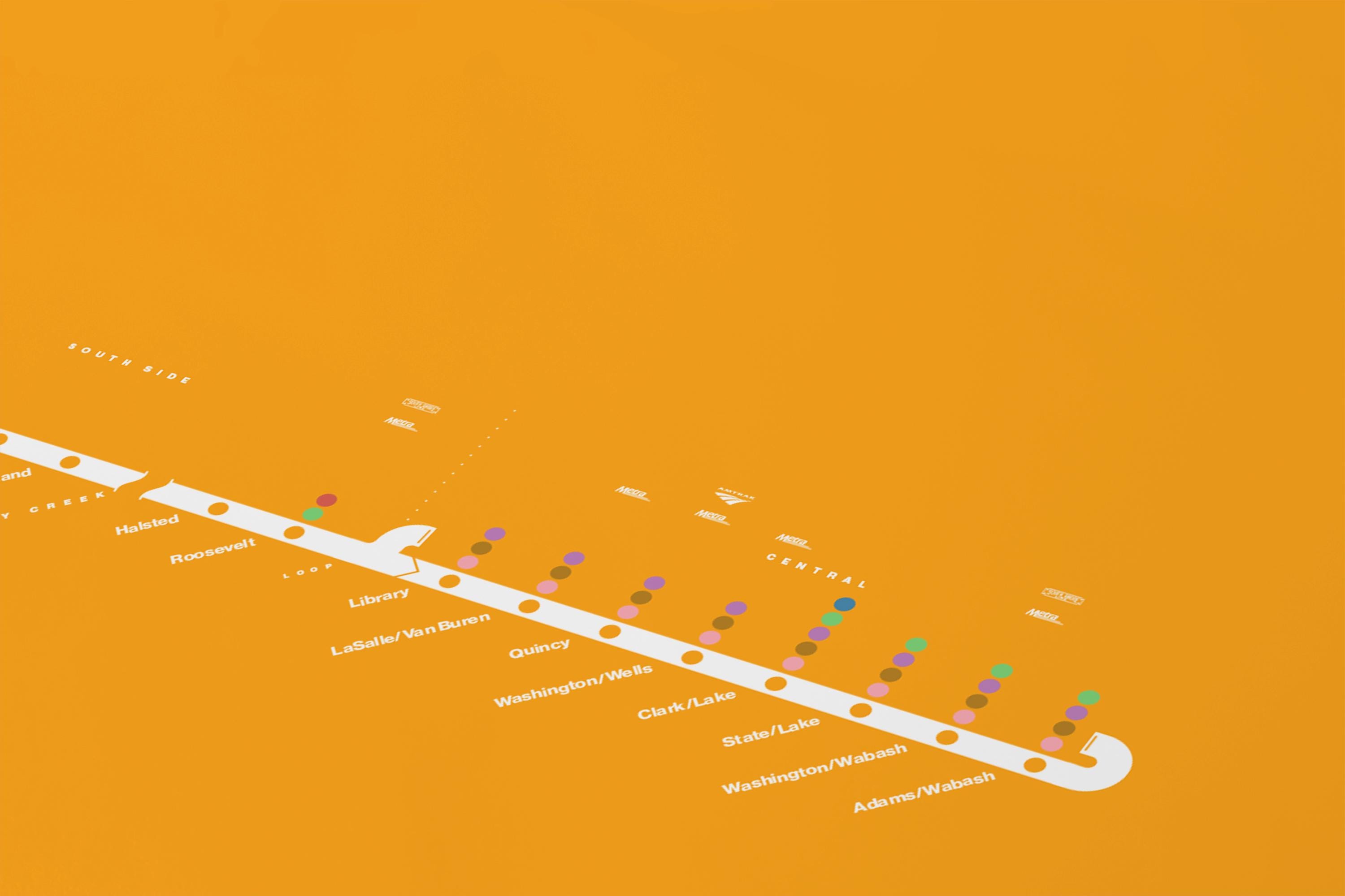 Chicago L Orange Line Map / CTA Train / Minimal Poster Print / Subway ...