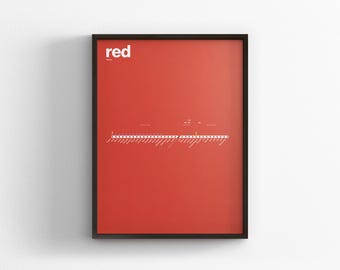 Chicago L Red Line / CTA Train / Minimal Map Poster Print / Subway Style Wall Art / Home Decor Travel Gift / Black Frame Rail Sign