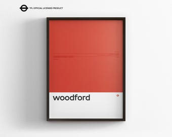 Woodford Station Print, London Underground Wall Art, Minimal Tube Poster, Framed Transit Decor