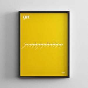 Paris Metro Linie 1 / Frankreich / Minimal Poster Druck / U-Bahn Stil Wand Kunst / Leinwand Wohnkultur / Schwarzer Rahmen Reise Geschenk / Bahnlinien Schild