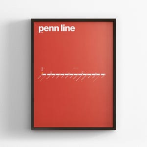 MARC Penn Line / Washington DC Baltimore / Minimal Map Poster Print / Subway Style Wall Art / Canvas Home Decor / Black Frame Travel Gift