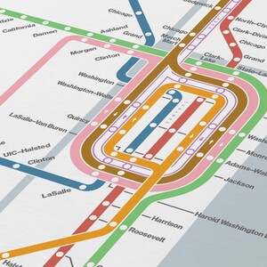 Chicago L Subway Map / CTA / Minimal Poster Print / Subway Style Wall ...