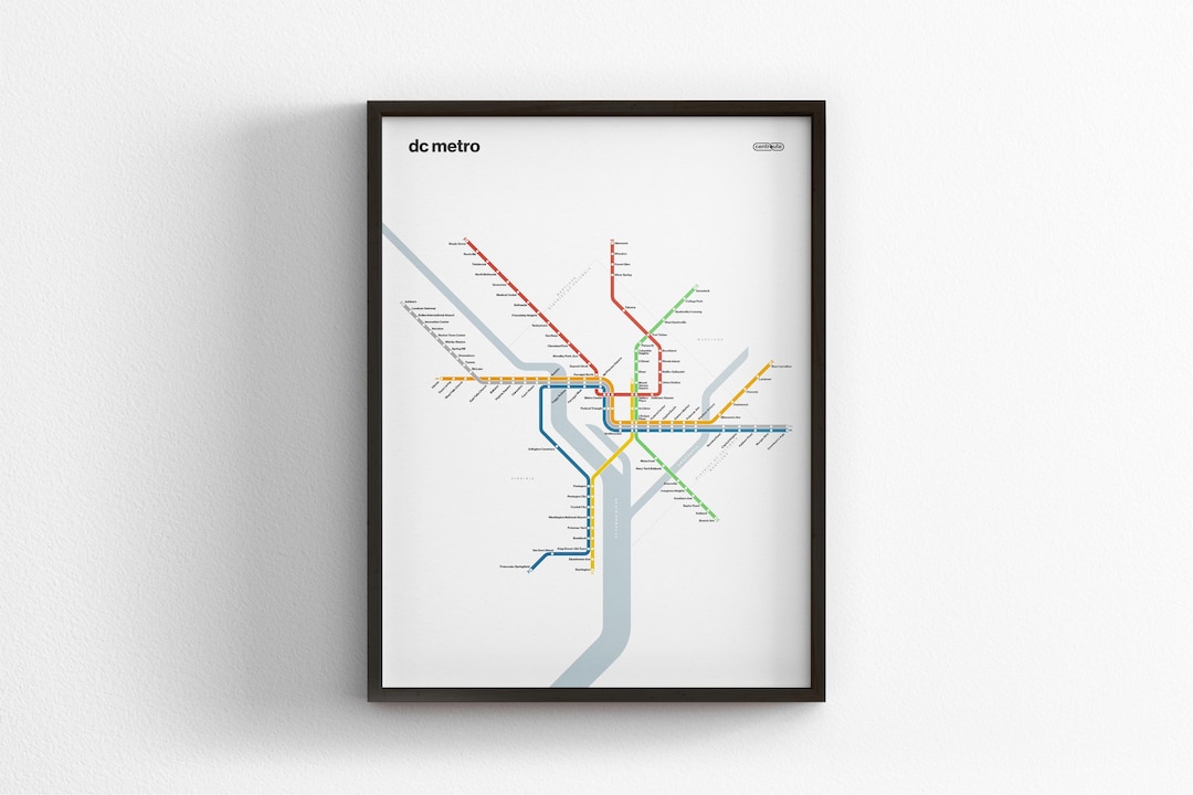 DC Metro Map / Washington DC / Minimal Poster Print / Subway Style