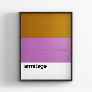 Estação Chicago Armitage / CTA / Impressão de pôster minimalista / Placa de arte de parede estilo metrô / Decoração de casa em tela / Presente de viagem com moldura preta