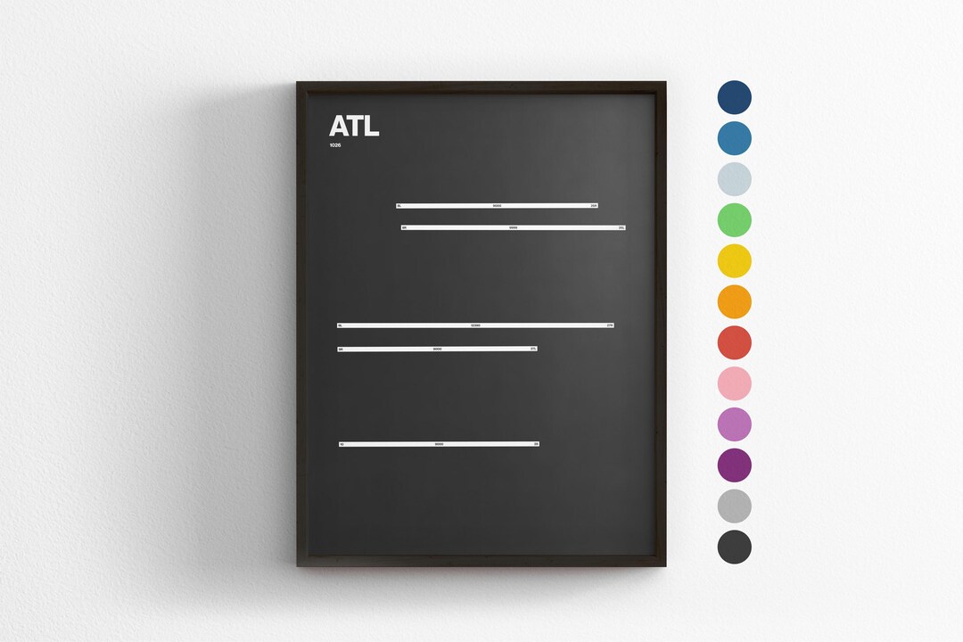 ATL Runways, Atlanta International Airport, Minimal Poster Print ...