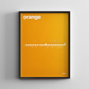 Chicago L Orange Line Map / CTA Zug Minimal Poster / U-Bahn Stil Wand Kunst / Leinwand Wohnkultur / Rahmen Reisegeschenk / Zugschild