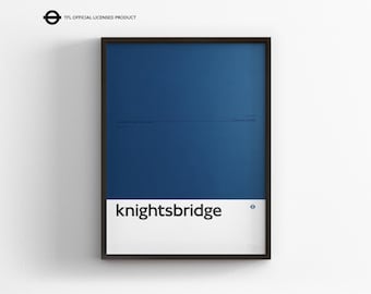 Knightsbridge Station / London Underground / Tube Map Minimal Poster Print / Subway Style Wall Art / Canvas Home Decor / Framed Travel Gift