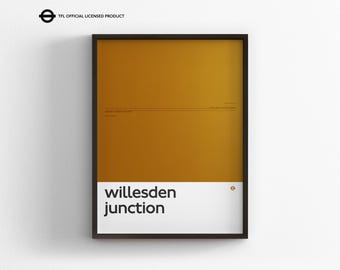 Willesden Junction Station Print, London Underground Wall Art, Minimal Tube Poster, Framed Transit Decor