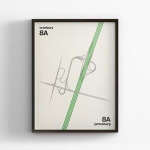 Exit 8A New Jersey Turnpike Karte, Wandkunst im modernen Stil, Wandbild, Leinwand Dekor, gerahmt Reisegeschenk, Minimal Poster Druck, Landstraße Schild, Road Trip