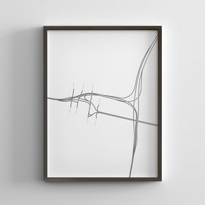 Mapa de saída da ponte Ben Franklin, arte em linha / I-95 Filadélfia / impressão de pôster minimalista / decoração de casa em tela / presente de viagem emoldurado