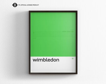 Wimbledon Station Print, London Underground Wall Art, Minimal Tube Poster, Framed Transit Decor