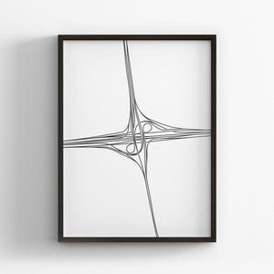 Highway 401—Don Valley Parkway Road Map Line Art / Toronto Canada / Minimal Poster Print /  Canvas Home Decor Aesthetic / Framed Travel Gift