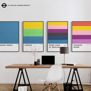 London U-Bahn Station Poster / U-Bahn Karte / Minimalistischer Posterdruck / U-Bahn Wand Kunst / Leinwand Wohnkultur / Schwarzer Rahmen Reisegeschenk