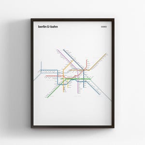 Berlin U-Bahn Light Mode Map, Minimal Poster Print, Canvas Home Decor, Framed Travel Gift, Subway Style Wall Art, Metro Rail Transit Sign