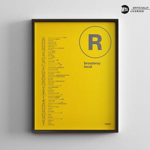 NYC R Zug Map Einfarbig / Minimal Poster Druck / New York City U-Bahn Stil Wand Kunst / Leinwand Dekor Home Dekor / Geschenk