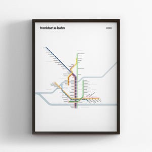 Frankfurt U-bahn Light Mode Map, Minimal Poster Print, Canvas Home Decor, Framed Travel Gift, Subway Style Wall Art, Metro Transit Sign
