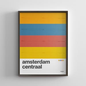 Amsterdam Centraal Station / Amsterdamse Metro Niederlande / Minimal Poster Druck / Leinwand Wand Kunst / Reise Home Dekor / gerahmtes Zugschild