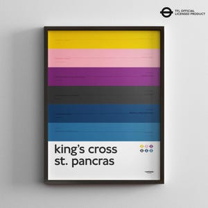 King's Cross St Pancras Station / Londoner U-Bahn / Tube Map Minimales Poster Druck / U-Bahn Stil Wandkunst / Leinwanddruck Geschenk
