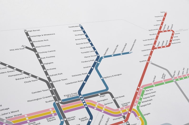 London Underground Map / Font Options / Tube Map / Minimal Etsy