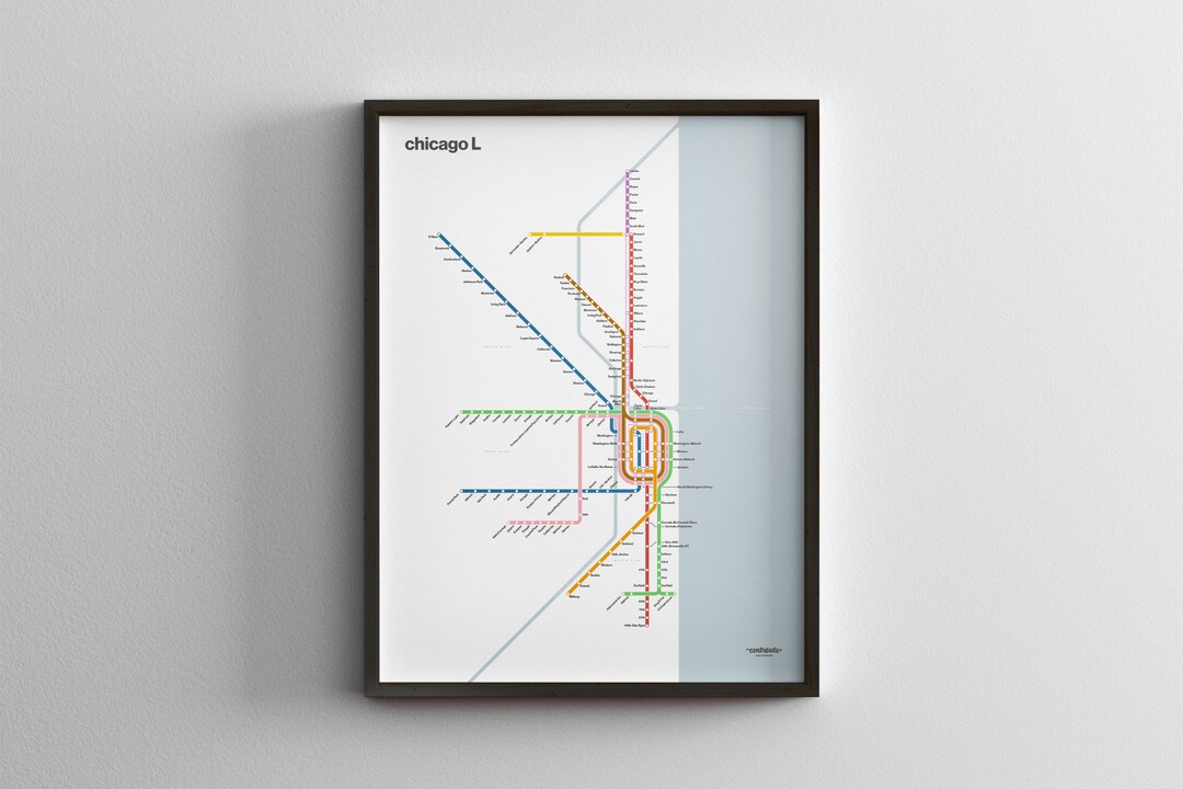 Chicago L Subway Map / CTA / Minimal Poster Print / Subway Style Wall ...