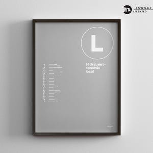 NYC L Train Map Einfarbig / Minimal Poster Druck / New York City U-Bahn Stil Wand Kunst / Leinwand Dekor Home Dekor / Geschenk