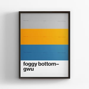 Foggy Bottom–GWU Station / Washington DC Metro / Minimal Poster Print / Subway Style Wall Art / Canvas Home Decor / Rail Sign Travel Gift