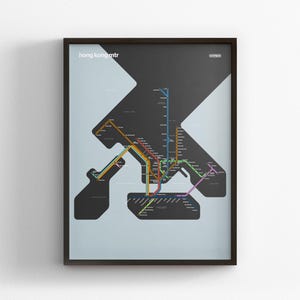 Hong Kong MTR bezug auf die Skyline von Hong Kong, Minimaler Posterdruck, Leinwanddruck, Home Decor, Geschenk für Sie, U-Bahn