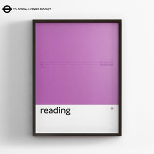 Reading Station / Londoner U-Bahn / Tube Karte Minimal Poster Druck / U-Bahn Stil Wand Kunst / Leinwand Dekor / Geschenk Eingerahmt