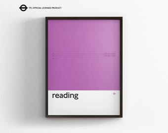 Reading Station / London Underground / Tube Map Minimal Poster Print / Subway Style Wall Art / Canvas Home Decor / Framed Travel Gift