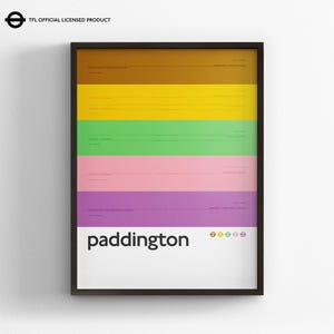 Paddington Station / Londoner U-Bahn / Tube Map Minimal Poster Druck / U-Bahn Stil Wand Kunst / Leinwand Dekoration / Geschenk für Kinder / Gerahmtes Reisegeschenk