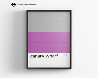 Canary Wharf Station / London Underground / Tube Map Minimal Poster Print / Subway Style Wall Art / Canvas Home Decor Sign / Framed Gift