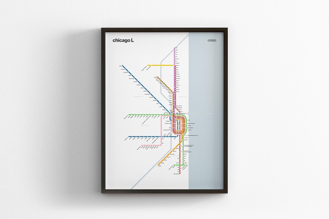 Chicago L Subway Map / CTA / Minimal Poster Print / Subway Style Wall ...