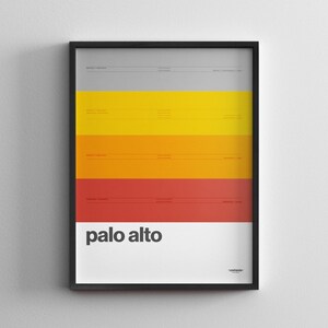 Palo Alto Station / CalTrain / California Pendler Eisenbahn / Minimal Poster / Leinwand Wand Kunst / Wohnkultur / Schwarzer Rahmen Reise Geschenk