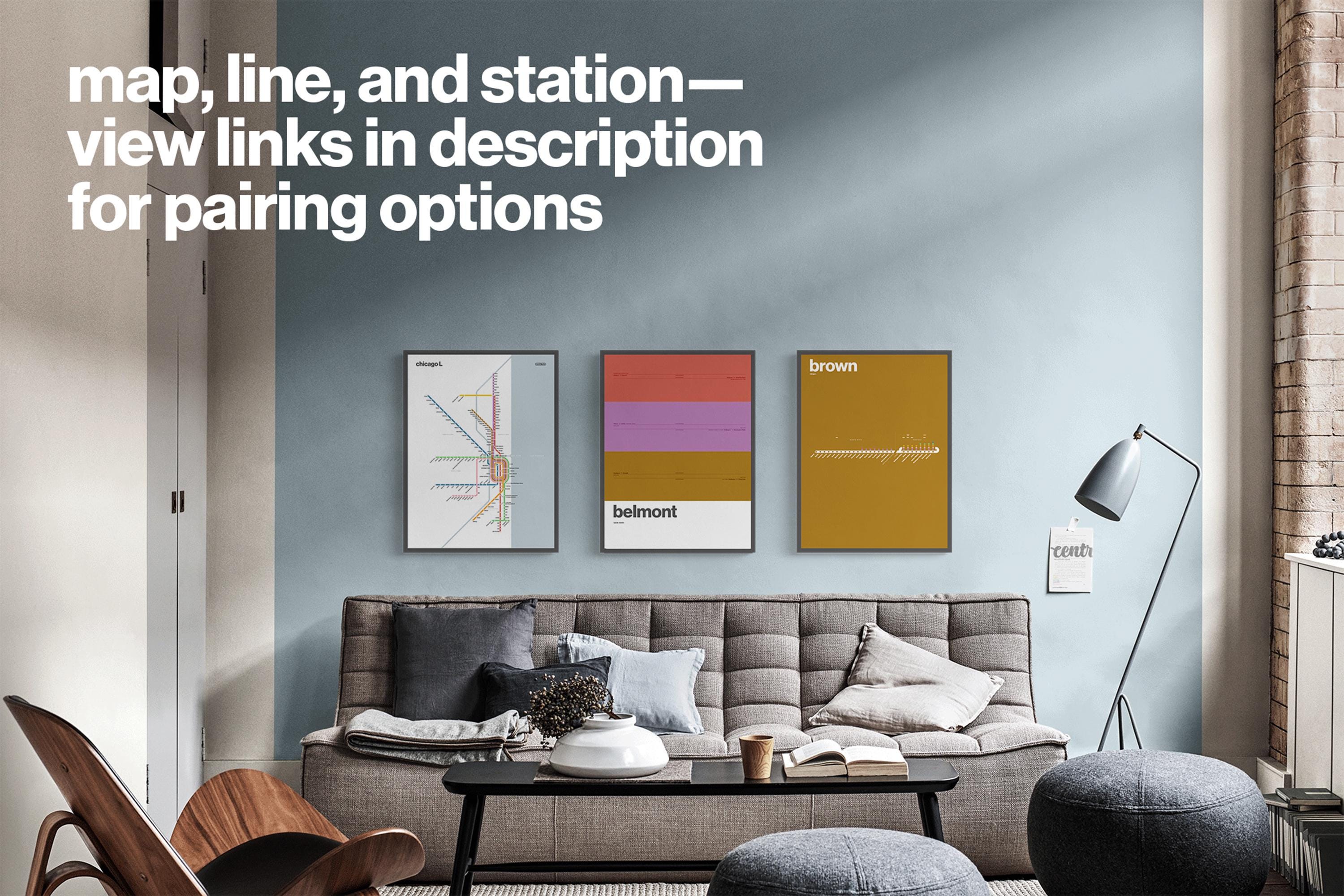 Chicago L Brown Line Map / CTA Train / Minimal Poster Print / Subway ...