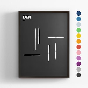 DEN Runways, Denver International Airport, minimale posterafdruk, decor canvas, ingelijst reiscadeau, kunst aan de muur luchtvaart, bord doorvoerkaart